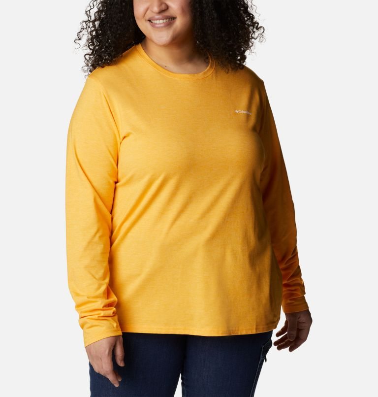 Women's Columbia Sun Trek Long Sleeve T Shirts Mango | Plus Size CA-J814L